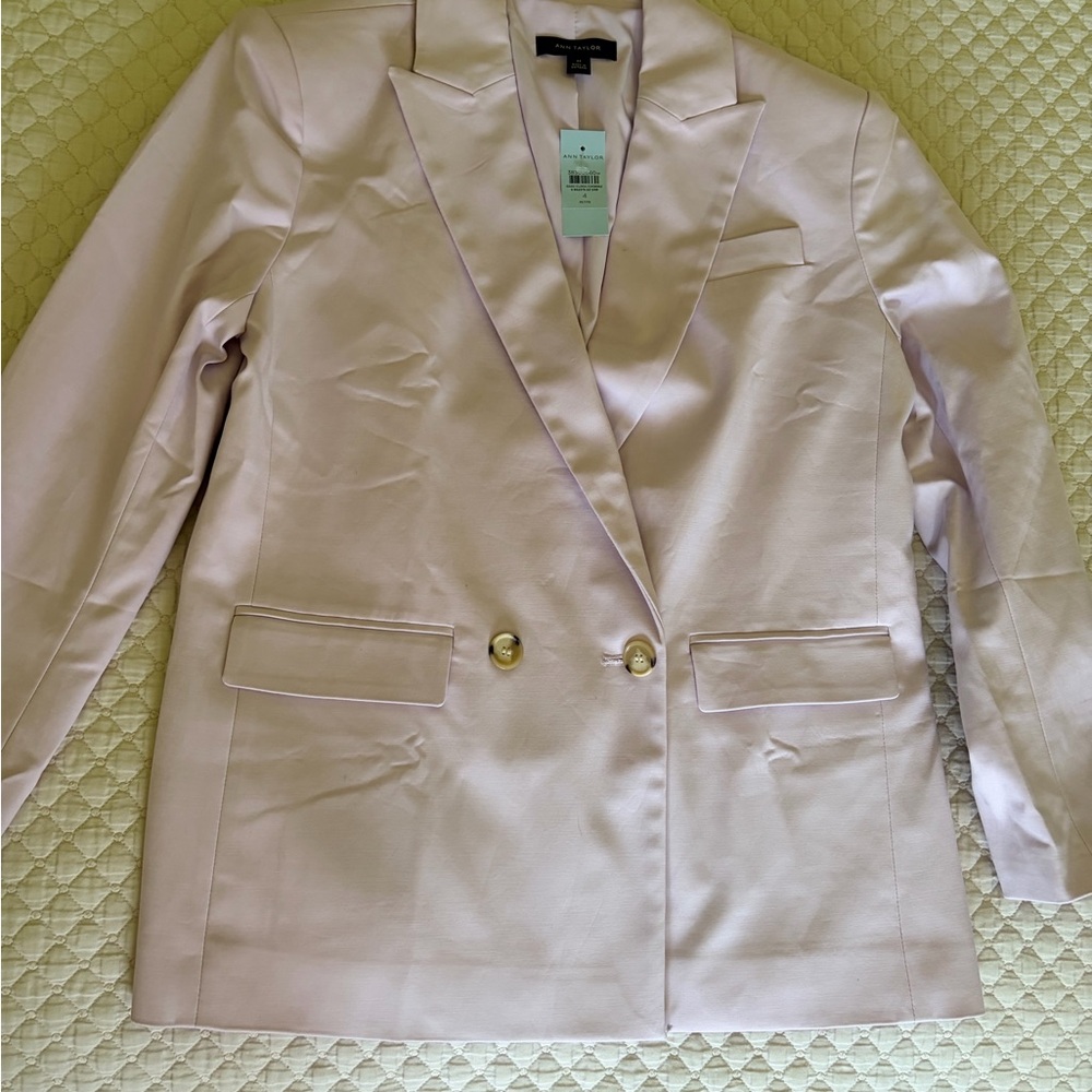 Ann Taylor Light Pink Double-Breasted Blazer
